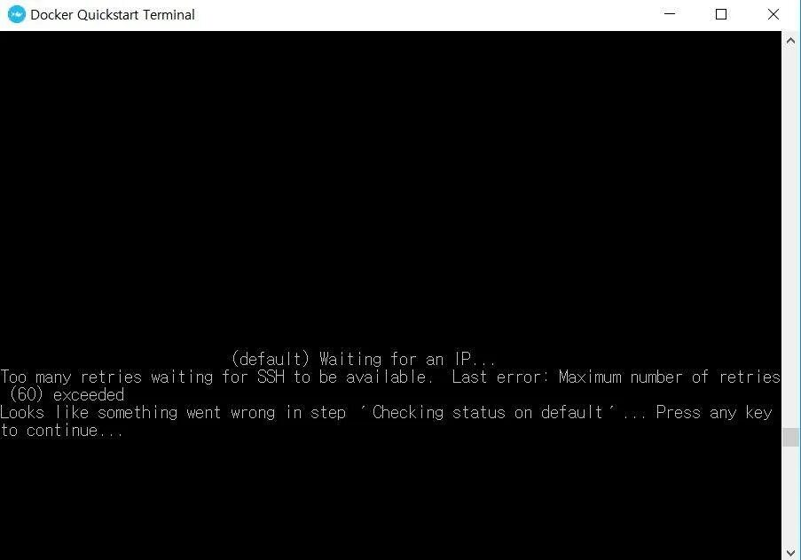 Docker exit status 1. Docker terminal. address error.