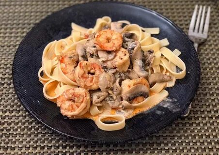 Паста с креветками и грибами рецепт