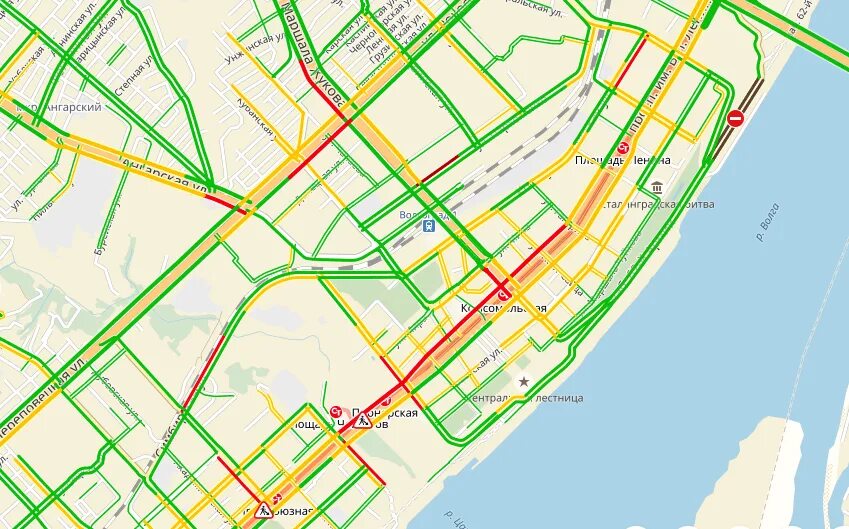 Пробка волгоград красноармейский сейчас. Пробки Волгоград сейчас на карте.