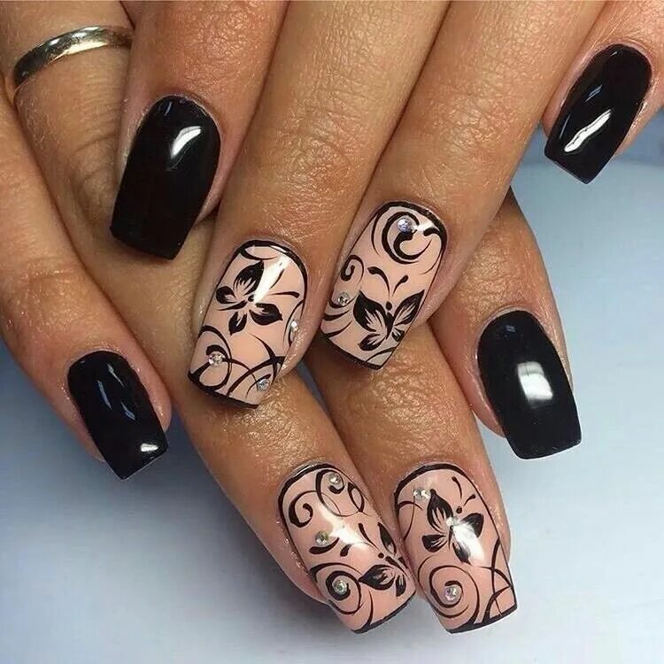 Пин от пользователя Inessa Loongoo на доске BLACK nails Гвоздь, Гламурные ногти,