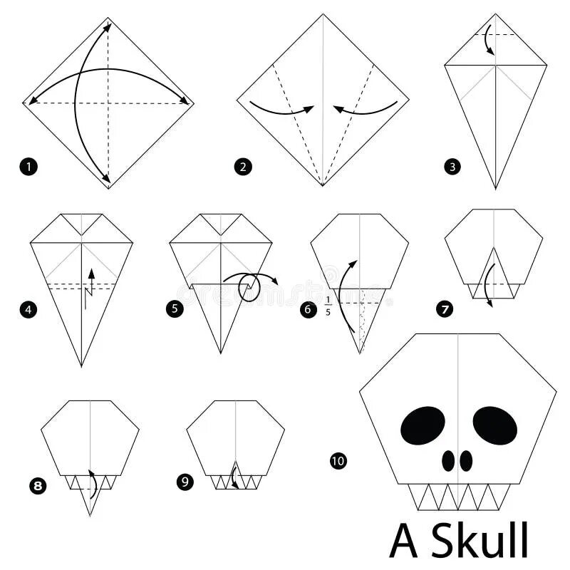 Череп из бумаги схема Origami Skulls and Skeletons Page 1 of 2 Gilad's Origami Page