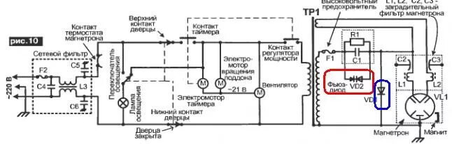 Схему микроволновки санво модель ем дж1573в Гудит микроволновка при размыкании ключа POWER в блоке управления (мех. управлен