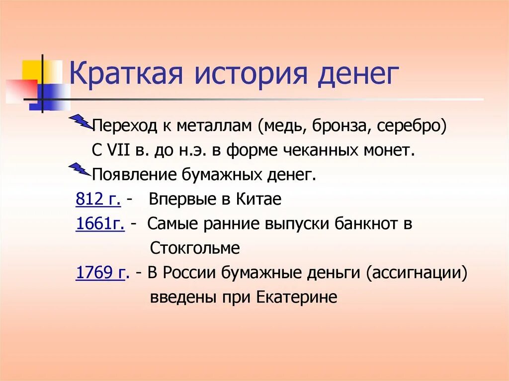 Возникновение денег кратко