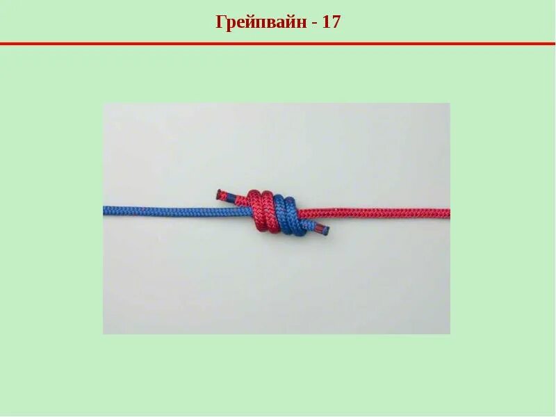 Грепвайн. Грепвайн. Грепвайн. Узлы для разной толщины канатов. Прямой рифовый узел.