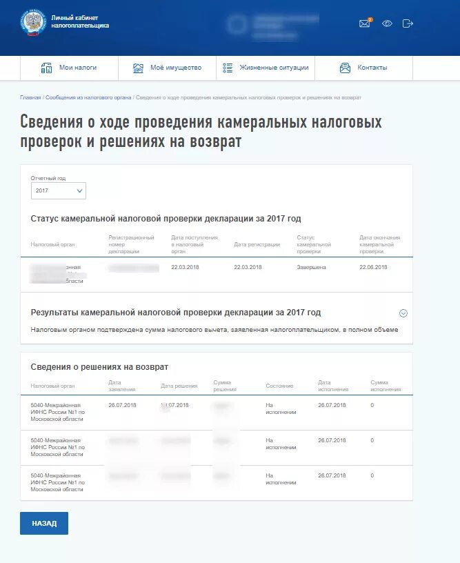 Ход камеральной проверки. Сведения о камеральной проверке. Статус декларации возврат. Статусы декларации.