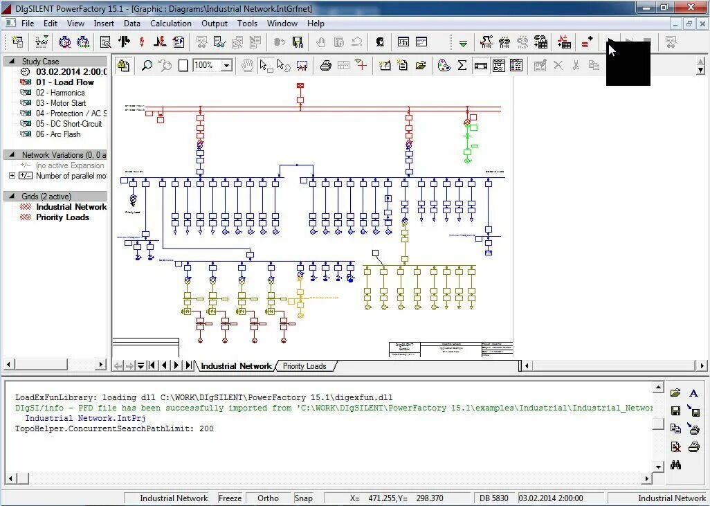 DIGSILENT POWERFACTORY. Программа DIGSILENT. DIGSILENT POWERFACTORY examples. Радиальная схема СН В POWERFACTORY.