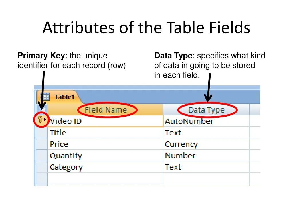 Key attributes. Key attributes
