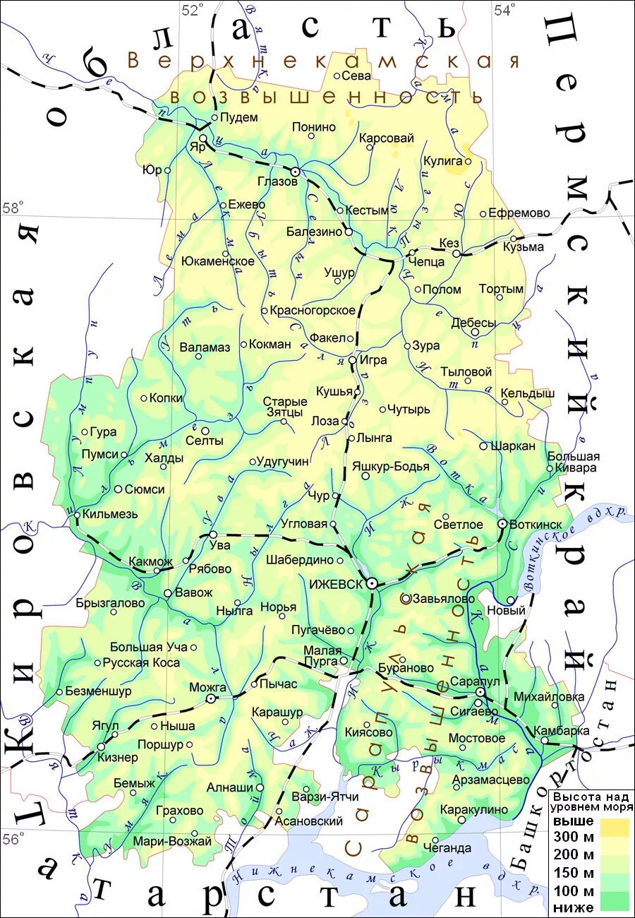 Где удмуртия на карте. Карта Удмуртии с реками. Географическая карта уд. Карта Удмуртии с городами подробная. Карта Удмуртии подробная с деревнями.