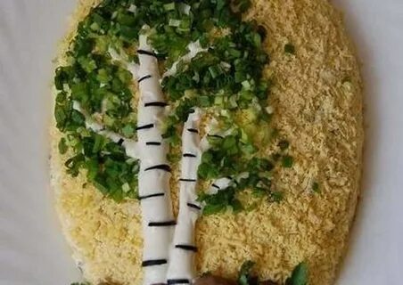 Салат белая береза с курицей и яблоком