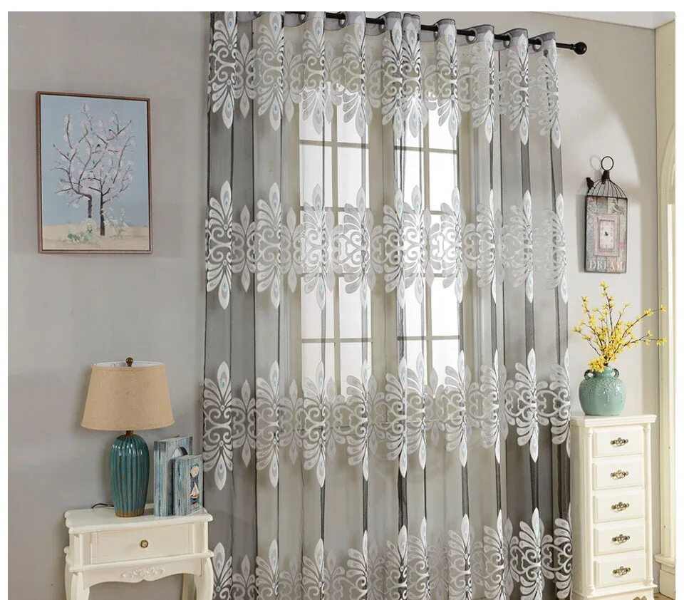 Тюль занавеска Mesh embroiddery Curtain 140*260 модель gzg134-3 Royal Union. Модная тюль. Красивая тюль. Тюль в зал. Тюль для зала 2024