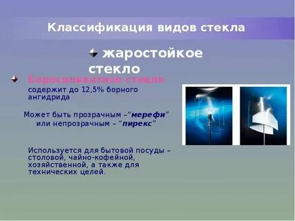 Выберите виды стекла