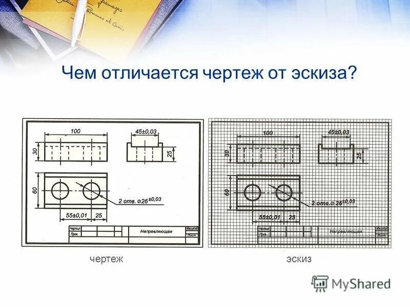 Чем отличается чертеж от эскиза