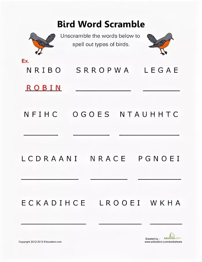 Bird Word. Birds Worksheets. Birds Worksheets for Kids. Birds Words for Kids.