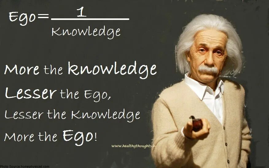 More knowledge. Einstein quote lesser the ego .... albert einstein more the knowledge less the ego. dependence of confidence from knowledge.