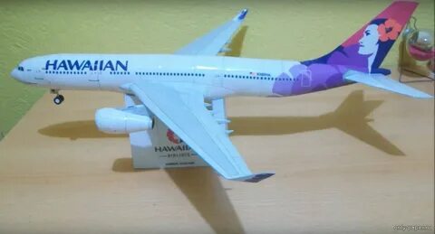 Airbus A330-200 Hawaiian Airlines (Перекрас Canon) из бумаги, модели.