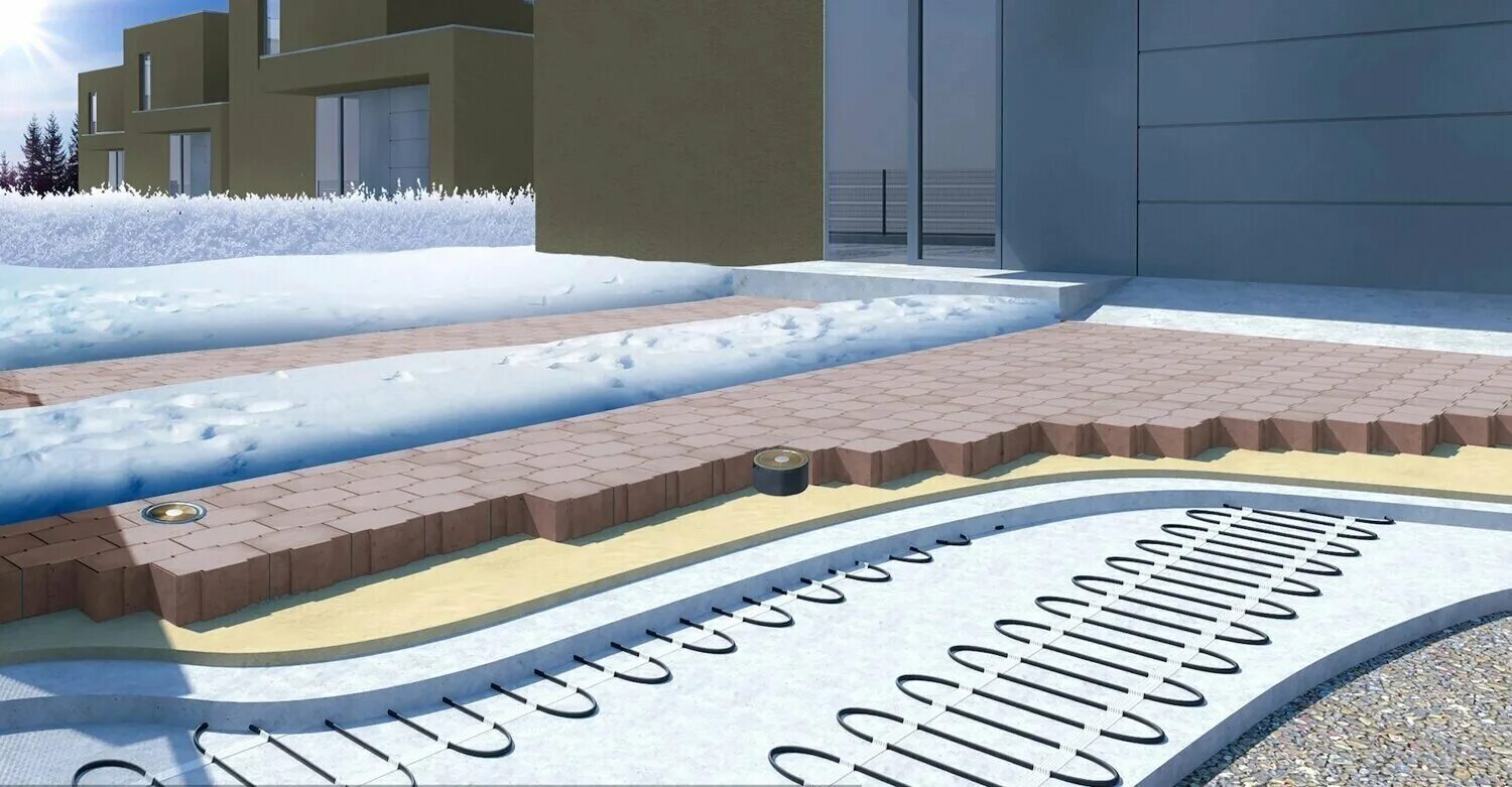 Обогрев на 30. Системы снеготаяния Uponor тротуары. Система снеготаяния дорожек. Система снеготаяния водяная. Датчик снеготаяния ETOG-55.