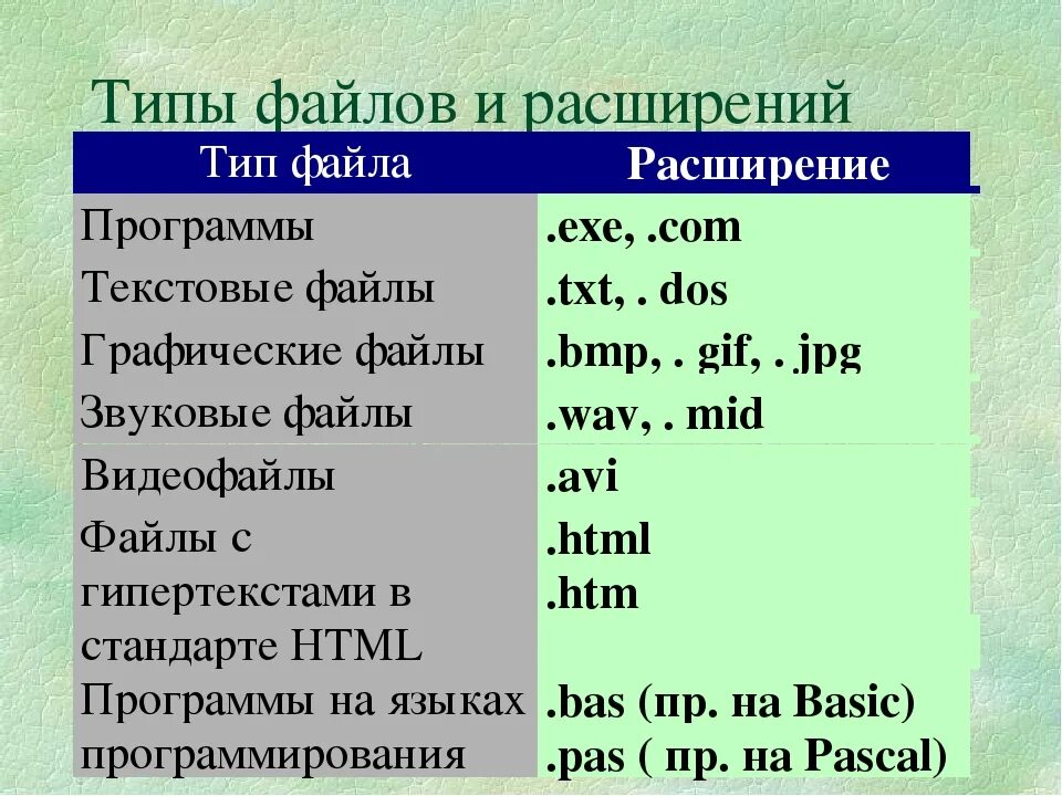 Как называется графический файл. Расширения файлов. Типы файлов и их расширение. Графические файлы имеют расширение. Графичнские фацлв расшир.