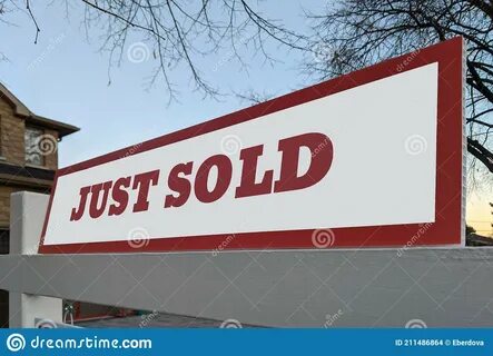 Sign Just Sold in Front of a House in Residential Area Stock Photo - Image of ho