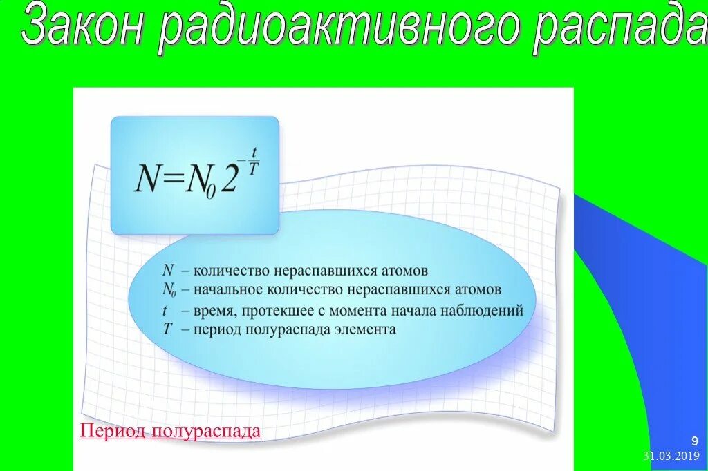 Через 10 периодов полураспада распадается. Закон радиоактивного распада. Закон радиоактивного распада период полураспада. Закон радиоактивного распада формула. Закон периода полураспада.