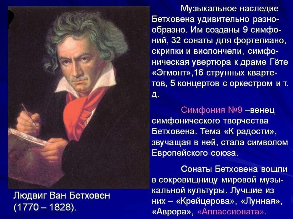 Сколько сонат написал бетховен. Творческое наследие Людвига Ван Бетховена.