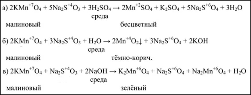 Перманганат натрия сульфит калия и гидроксид натрия