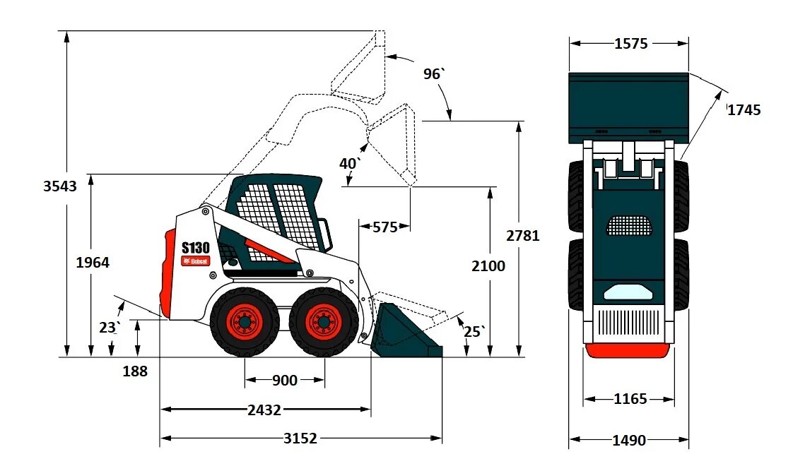 Габариты бобкэт. Погрузчик Bobcat s130. Мини погрузчик Бобкэт s130. Бобкэт s175 габариты. Bobcat s130 габариты.