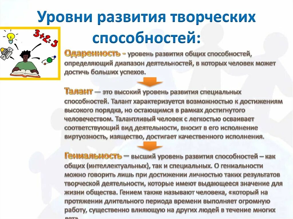 Высшим уровнем развития способностей является. Развитие способностей. уровни развития способностей. уровни развития способности в психологии. уровни развития способностей и индивидуальные различия..