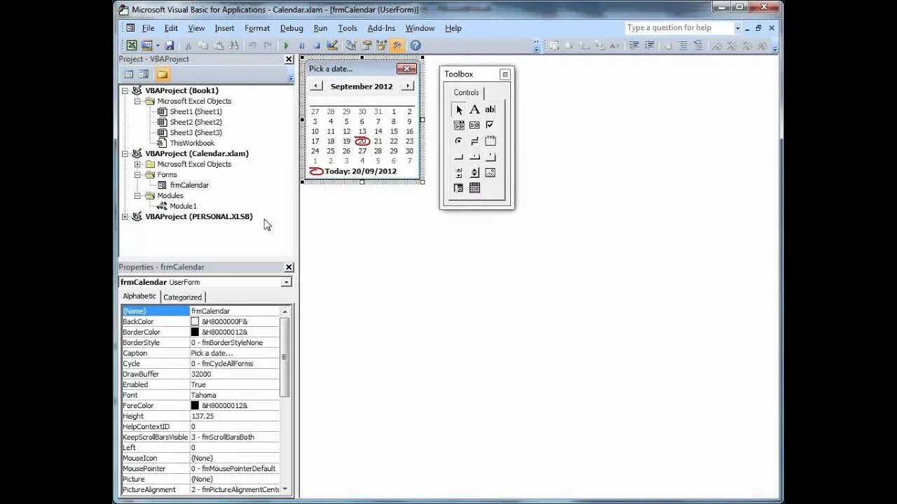 Vba календарь. Vba календарь