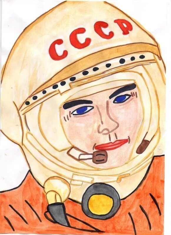 Детские годы гагарина рисунок. Рисунок ко Дню космонавтики. Рисунок ко Дню космонавтики 3 класс. Гагарин рисунок. Рисунок ко Дню космонавтики Гагарин.