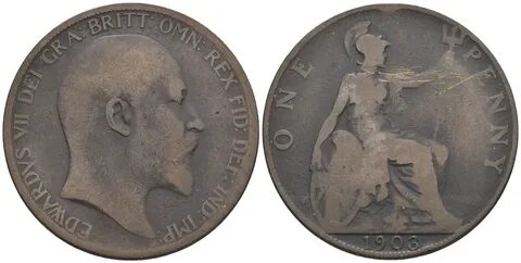 Великобритания 1 пенни 1903 Эдуард VII (1901-1910) KM 794.2, Spink 3990 бро...