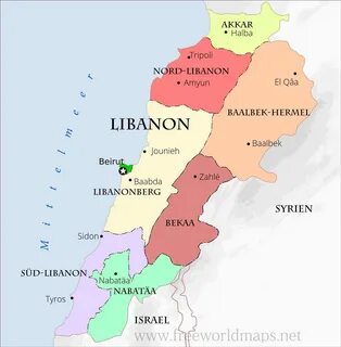 Karte von Libanon.