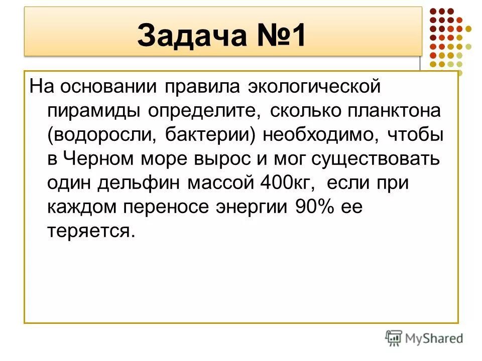 на основании правила экологической пирамиды определите сколько