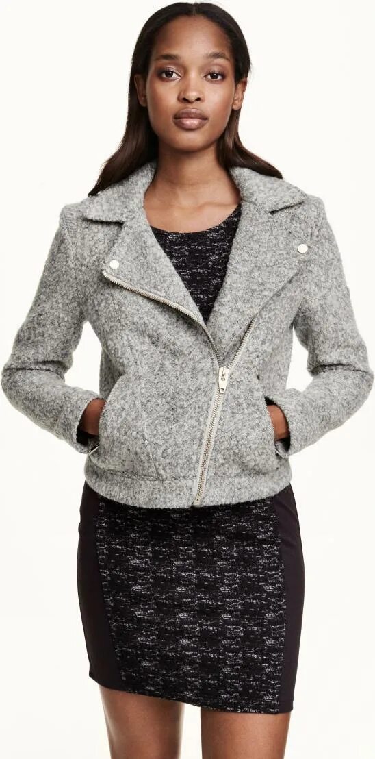 Косуха из драпа. H&amp;m куртка h&amp;m biker. косуха из твида. шерстяная косуха.