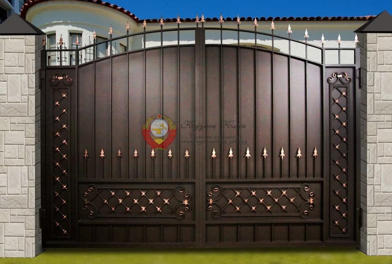 красивые металлические ворота. ). кованые ворота сикард. кованые ворота в новокаякенте. кованые ворота.