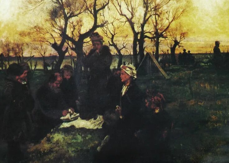 Поминки на деревенском кладбище.картина а.и. Корзухина (1865). Кладбище в живописи. Поминки на руси