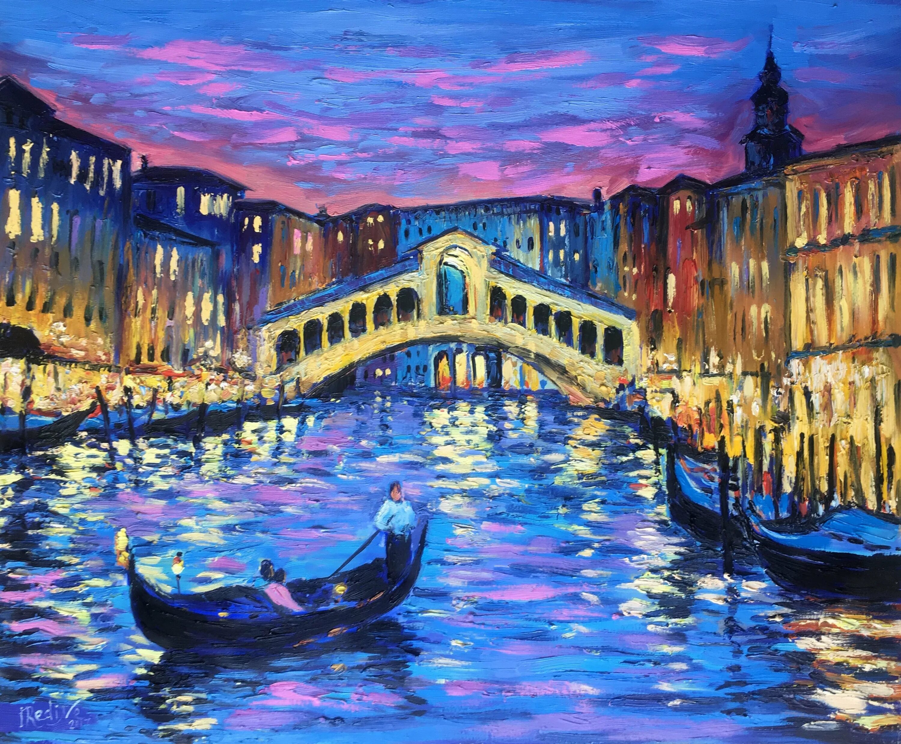 Мост Риальто Венеция художник. Венеция картина акрилом. Венеция гондола Импрессионизм живопись.