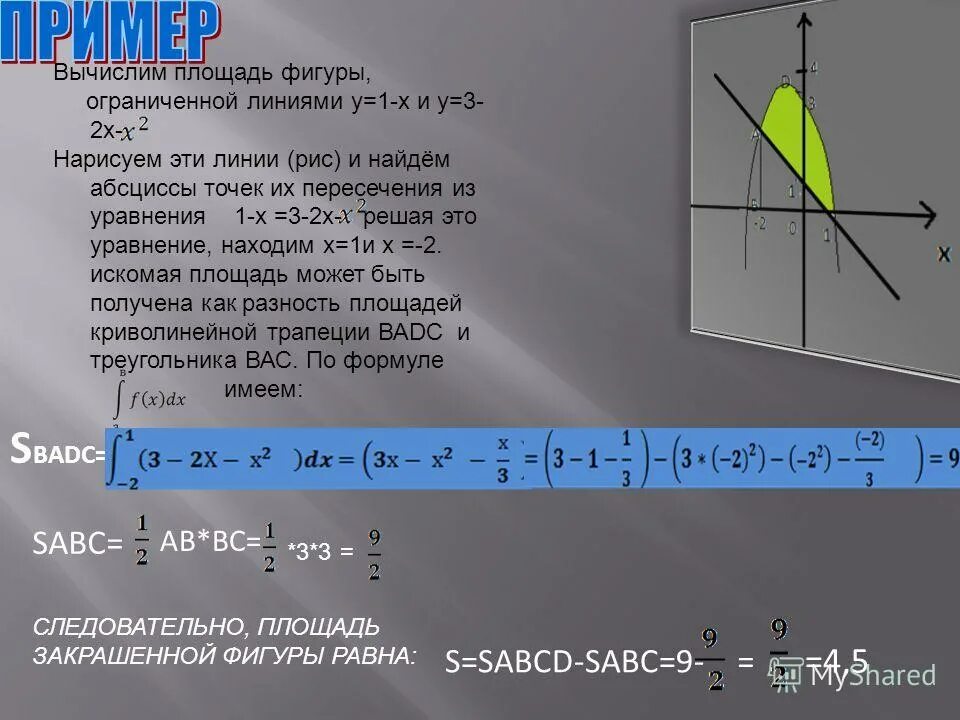 Площадь фигуры ограниченной линиями x 3