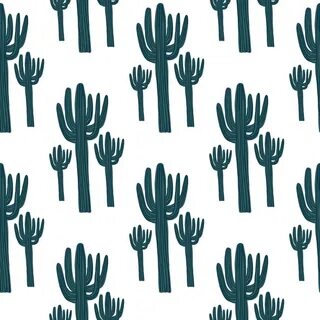 Geometric cacti wallpaper. Abstract cactus seamless pattern on white background.