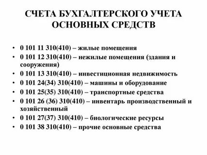 Основные средства в бухгалтерском учете строка