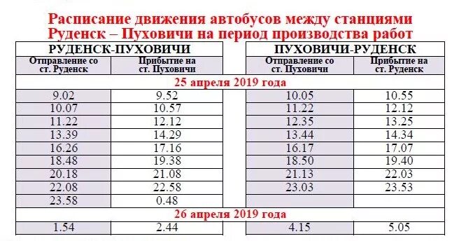 Расписание автобусов 25