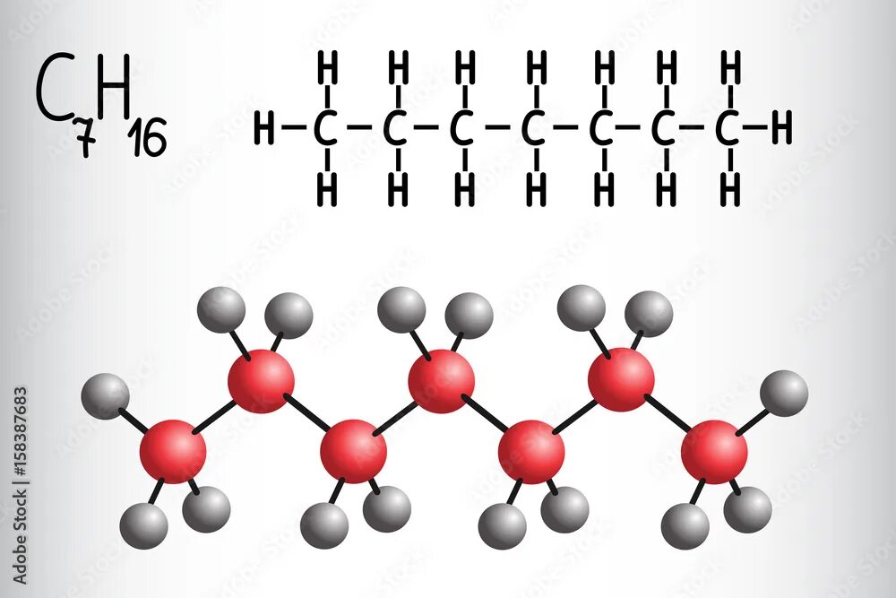 Модель молекулы гептана. C7h16 молекулярная формула. C7h16 Гептан. Формула гептана в химии.
