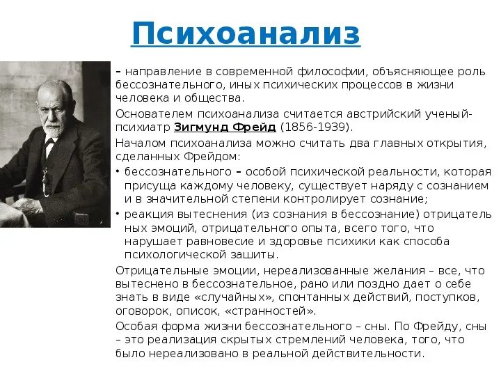 Психоанализ анализ. Фрейд - основоположник психоанализа. Теория психоанализа Зигмунда Фрейда.