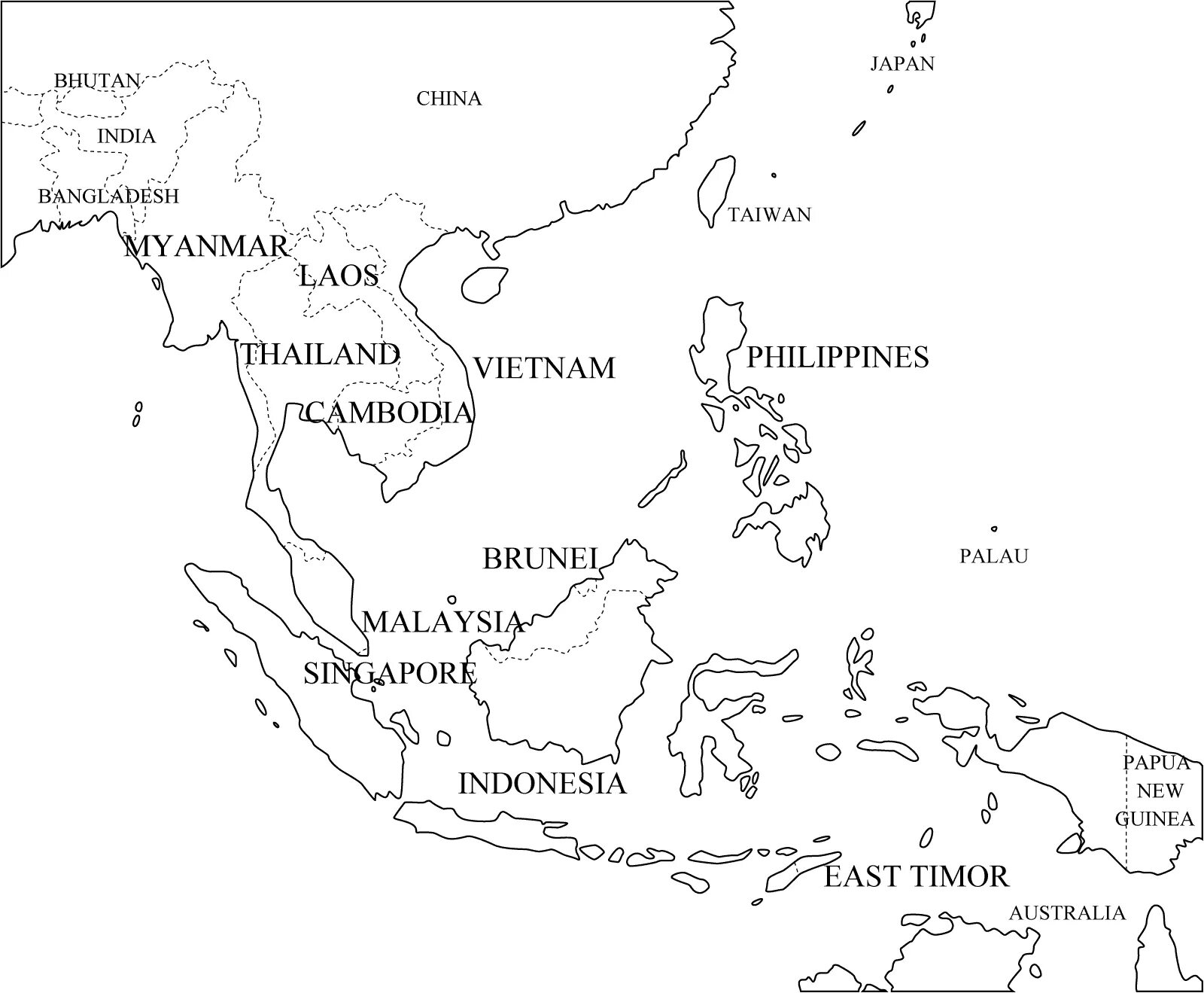 состав асеан на карте. южная и юго-восточная азия контурная карта. политическая контурная карта юго-восточной азии. юго-восточная азия на карте азии. контурная карта юго-восточной азии с границами государств.