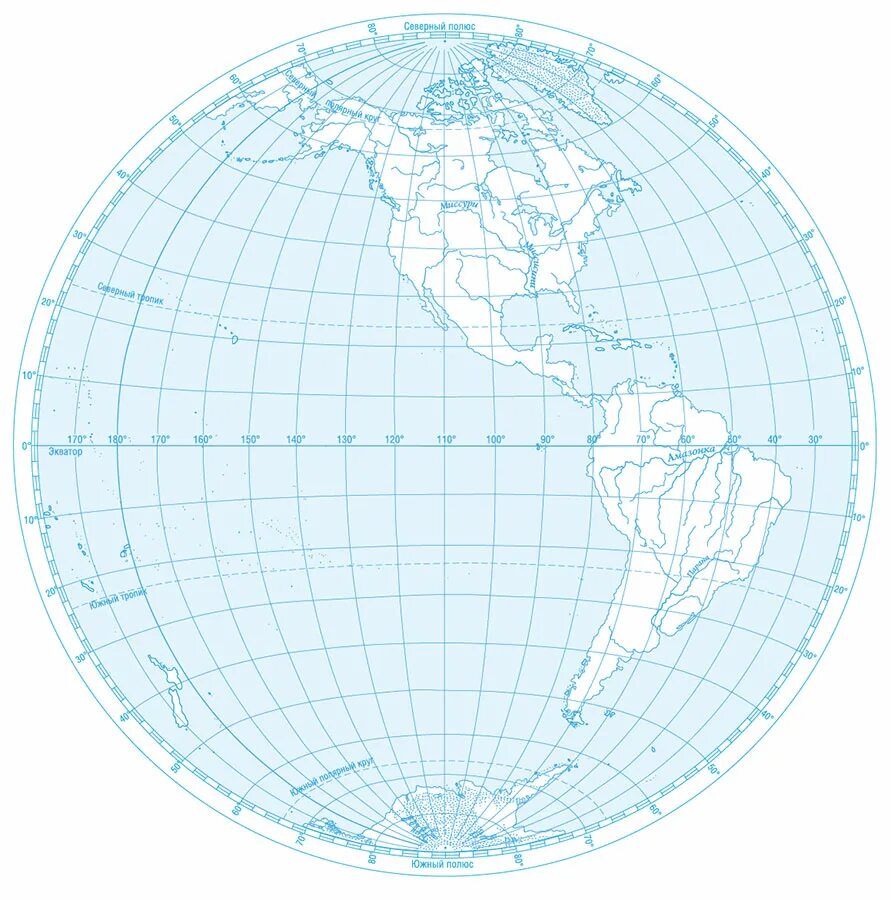 Контурная карта Западного полушария. Карта полушарий Западное полушарие. Карта полушарий контурная карта.