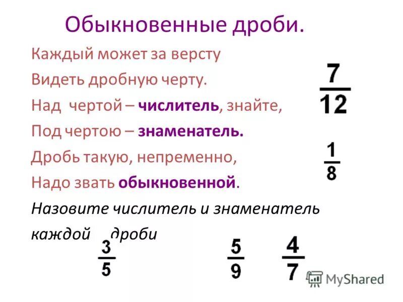 Выразить дроби в виде обыкновенных дробей. Правило простых дробей 5 класс. Правило обыкновенных дробей 5 класс правило. Понятие обыкновенной дроби 5 класс. Доли обыкновенные дроби 5 класс правило.