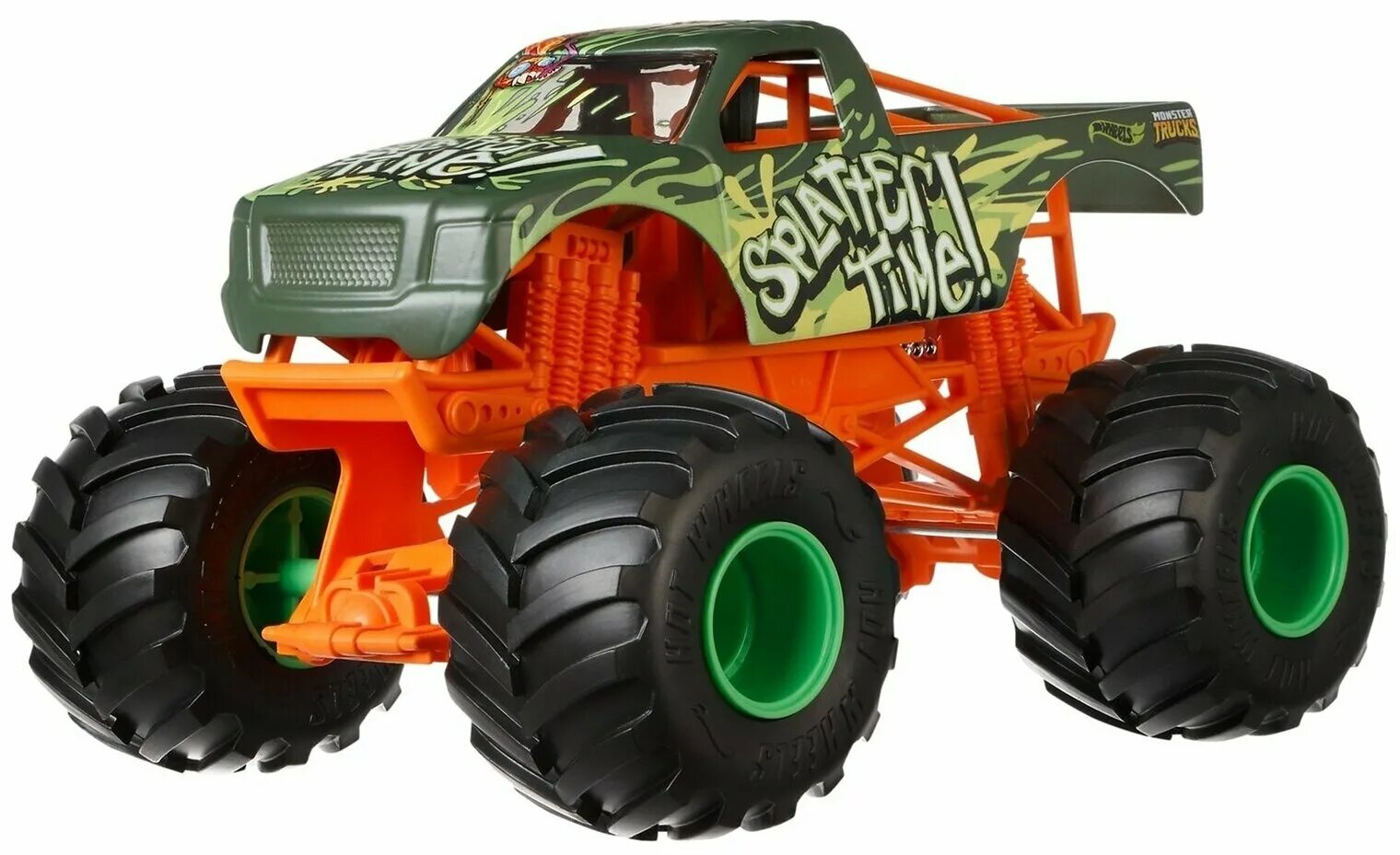 Про монстр траков hot wheels. Машинка hot Wheels Monster Trucks splatter time!, fyj83_gcx22. Hot Wheels монстр-трак fyj83. Монстр трак хот Вилс 1 24. Машинка монстр трак hot Wheels 1:24.