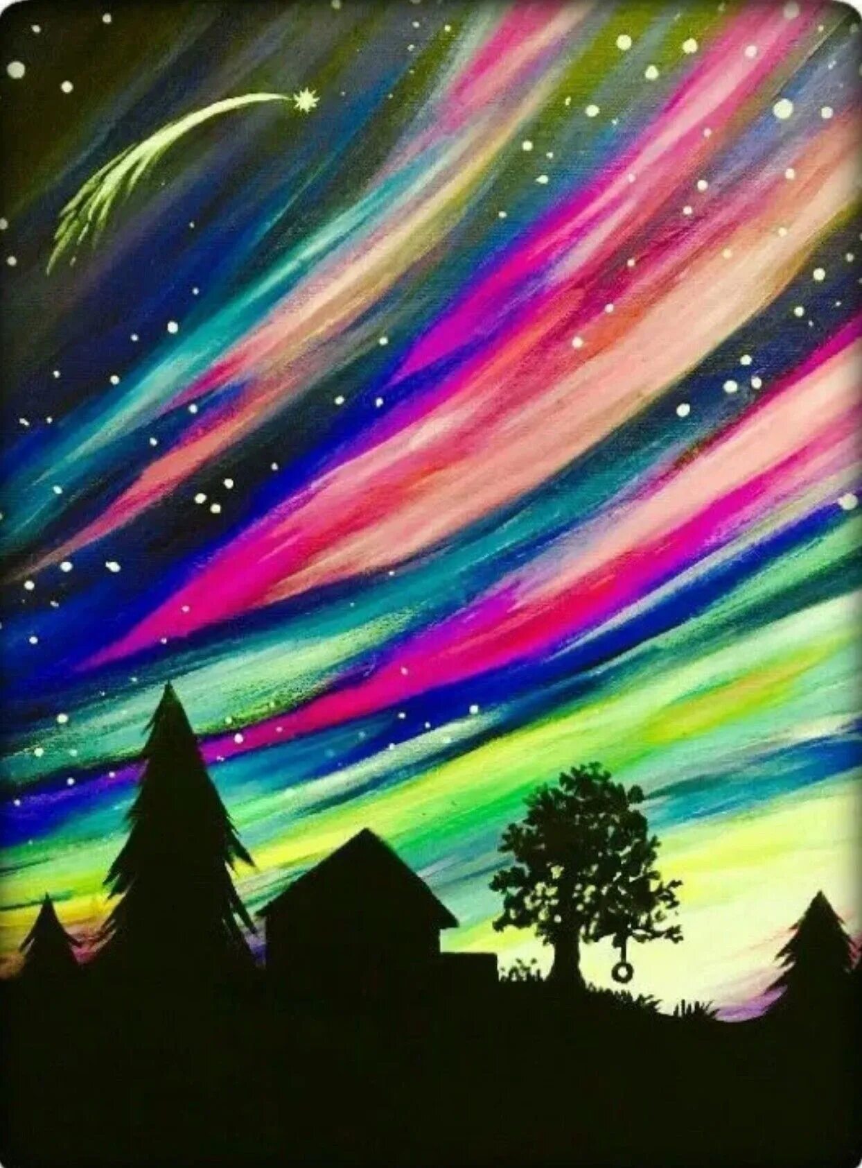 Северное сияние нарисовать красками. Рисование северное сияние. Северное сияние картина гуашью. Рисуем северное сияние. Северное сияние гуашью.