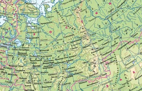 Валдайская возвышенность на контурной карте