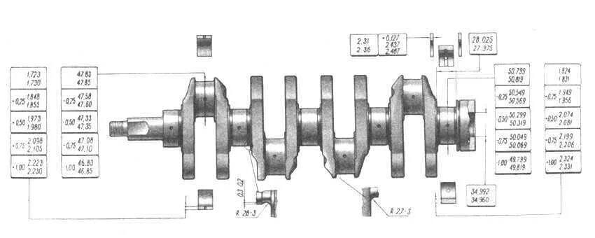 Размеры вкладышей ваз. Коленвал ВАЗ 2112 чертеж. Коленчатый вал Daewoo Nexia 1.5 чертеж. Коленвал ВАЗ 2101 Размеры чертеж. Таблица размеров шеек коленвала ВАЗ 2109.