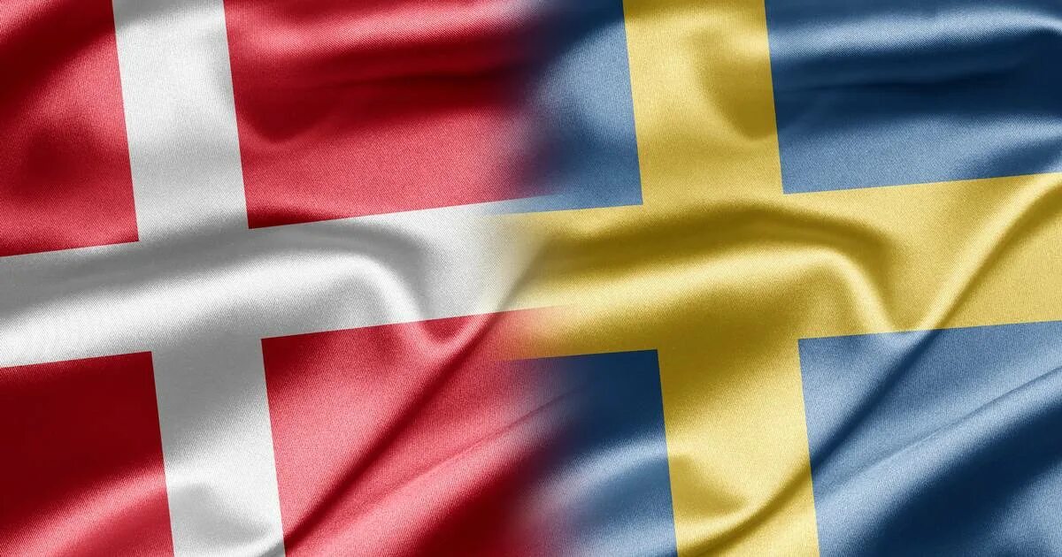 На каком разговаривают в дании. Флаг дании. флаг дании и швеции. флаг швеция.